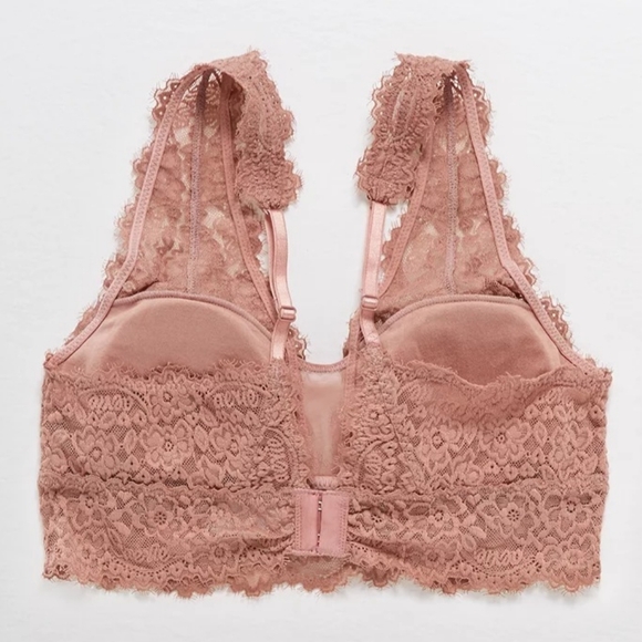 💐AERIE EYELASH LACE PADDED PLUNGE BRALETTE SIZE L - Picture 5 of 9